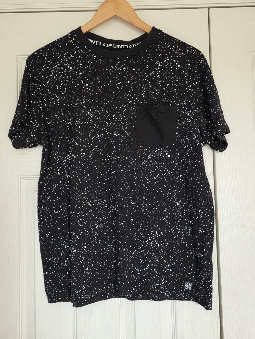 One Point One Cotton Black Splatter Pocket Tee